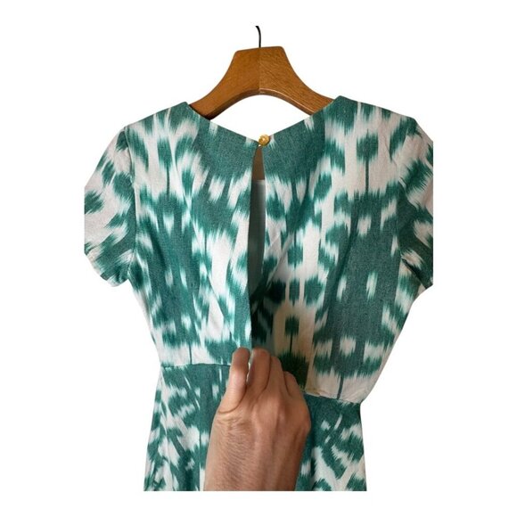 Vineyard Vines Dress Women 00 Green White Ikat Fit And Flare Mini Preppy Boho - Picture 7 of 10